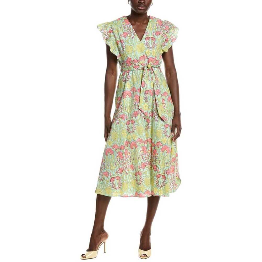 Garrie B Womens  Green Floral Boota Ruffle Dress, Green